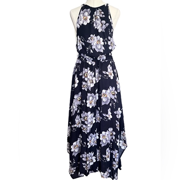 Miss Valley Girl Dress Blue Floral Sleeveless Drawstring Waist Size 8 - Picture 3 of 4